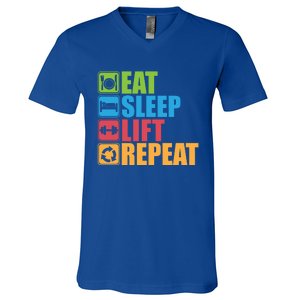 Eat Sleep Lift Repeat Meaningful Gift Gym Motivational Cute Gift V-Neck T-Shirt