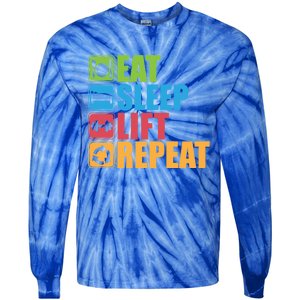 Eat Sleep Lift Repeat Meaningful Gift Gym Motivational Cute Gift Tie-Dye Long Sleeve Shirt