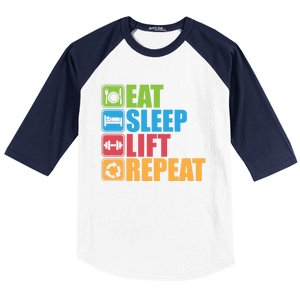 Eat Sleep Lift Repeat Meaningful Gift Gym Motivational Cute Gift Baseball Sleeve Shirt