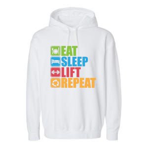 Eat Sleep Lift Repeat Meaningful Gift Gym Motivational Cute Gift Garment-Dyed Fleece Hoodie