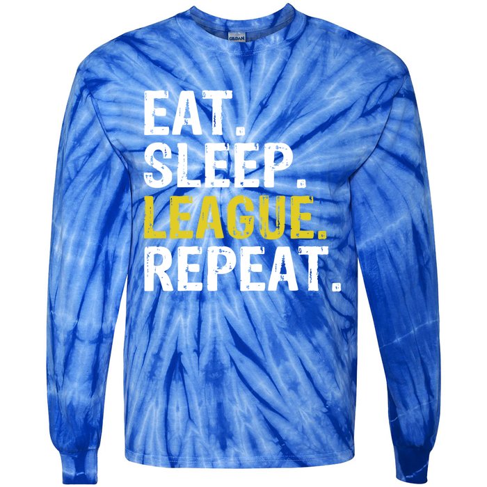 Eat Sleep League Repeat Sports Game Gaming Gift Tie-Dye Long Sleeve Shirt