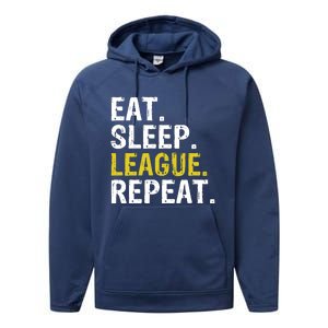 Eat Sleep League Repeat Sports Game Gaming Gift Performance Fleece Hoodie