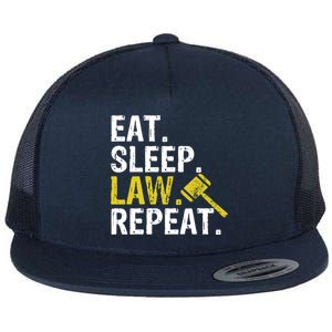 Eat Sleep Law Repeat School Lawyer Gift Flat Bill Trucker Hat