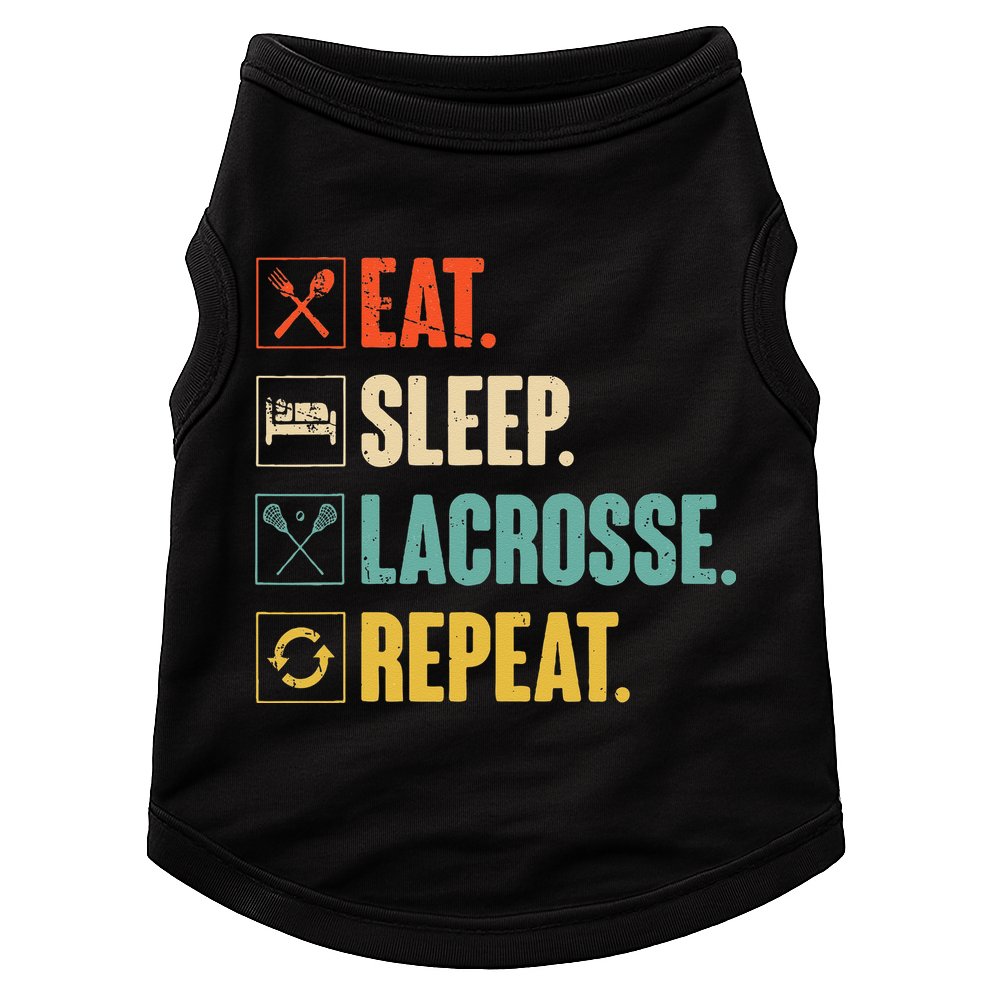 Eat Sleep Lacrosse Repeat Funny Retro Vintage LAX Team Gifts Doggie Tank