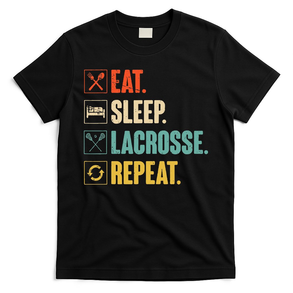 Eat Sleep Lacrosse Repeat Funny Retro Vintage LAX Team Gifts T-Shirt