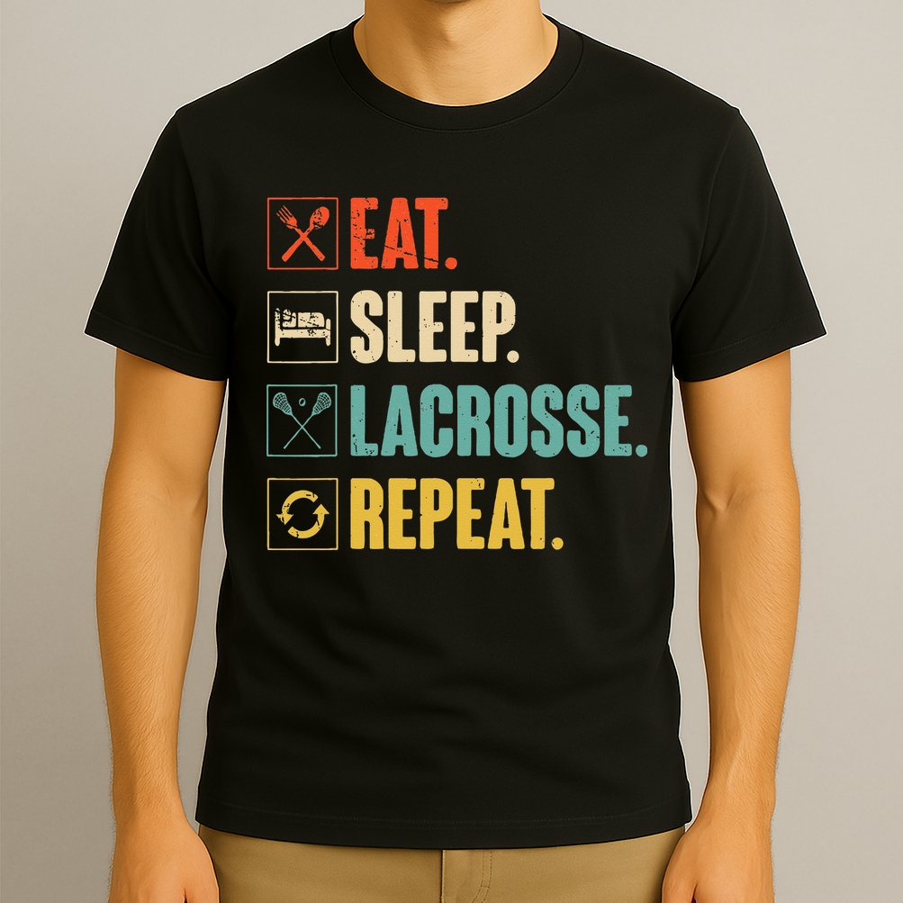 Eat Sleep Lacrosse Repeat Funny Retro Vintage LAX Team Gifts T-Shirt