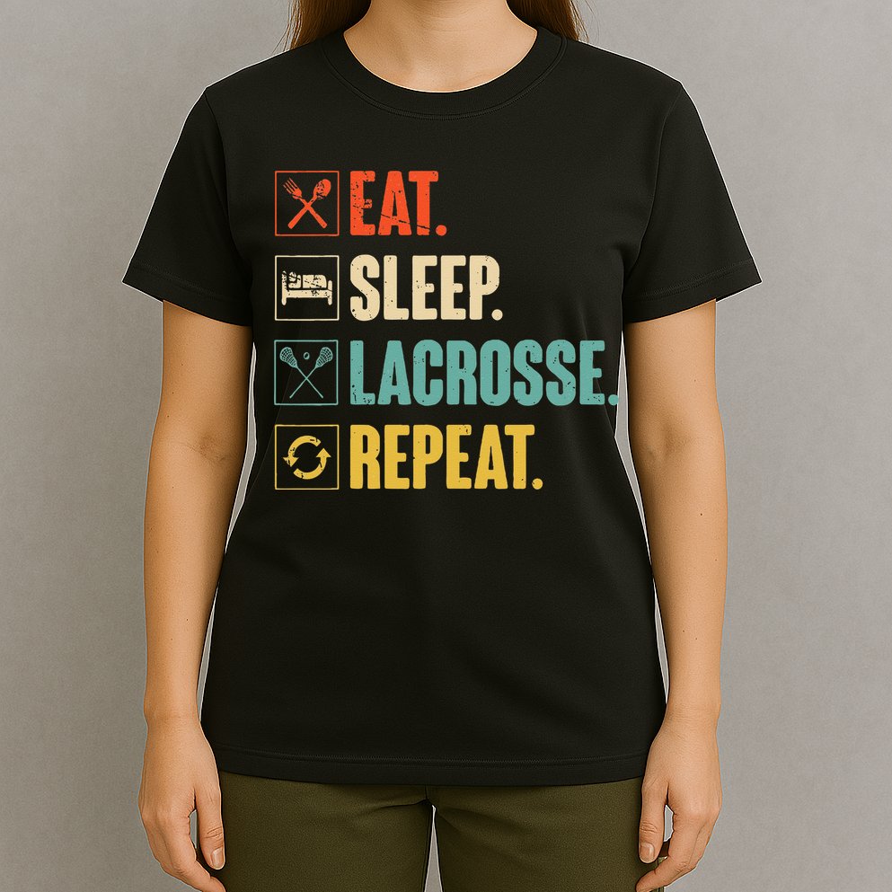 Eat Sleep Lacrosse Repeat Funny Retro Vintage LAX Team Gifts T-Shirt