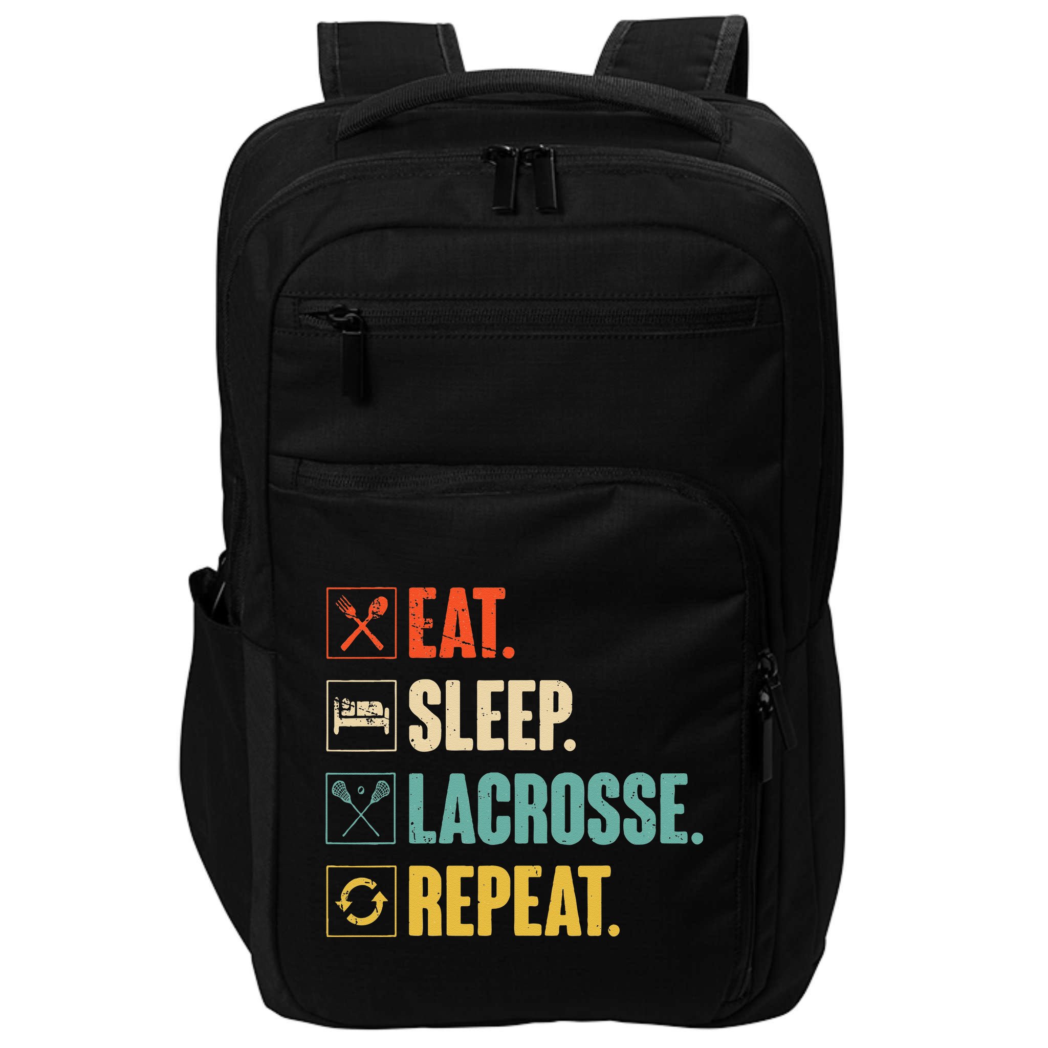 Eat Sleep Lacrosse Repeat Funny Retro Vintage LAX Team Gifts Impact Tech Backpack