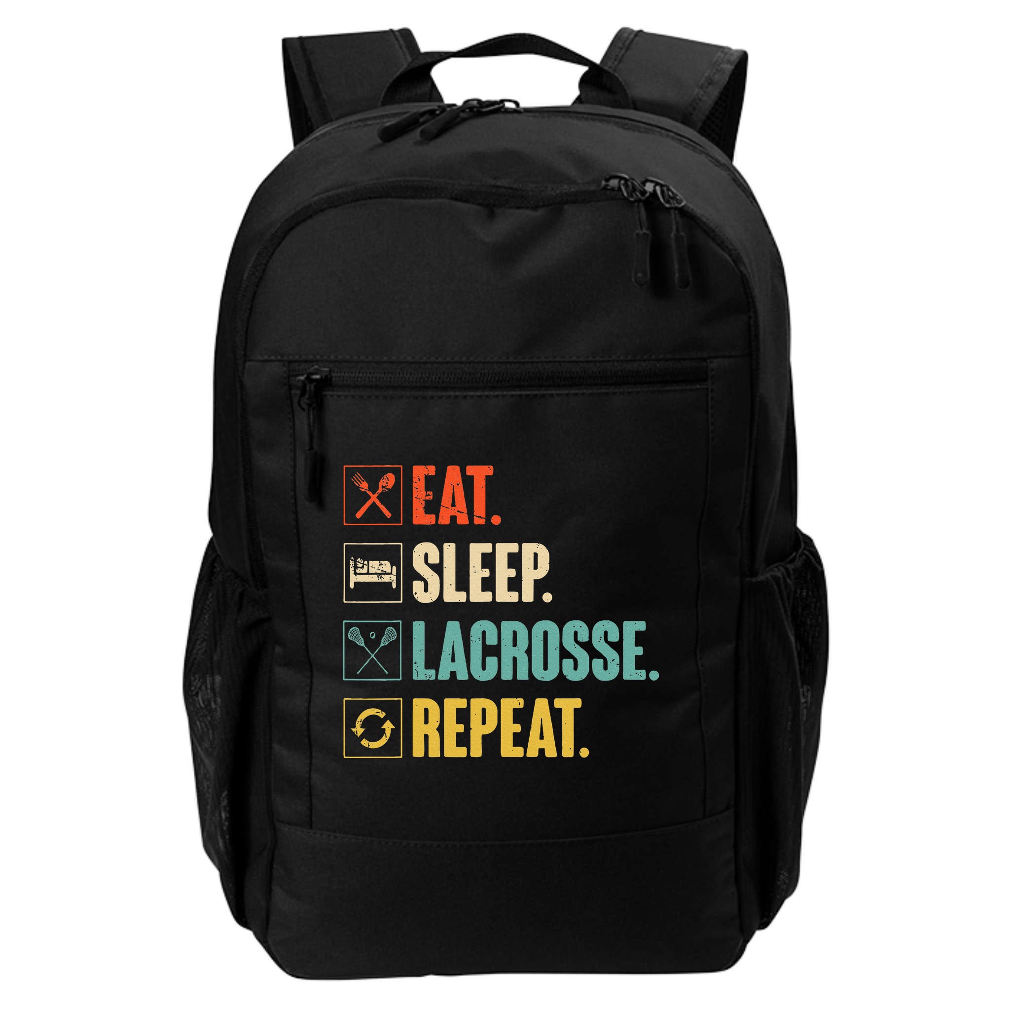 Eat Sleep Lacrosse Repeat Funny Retro Vintage LAX Team Gifts Backpack