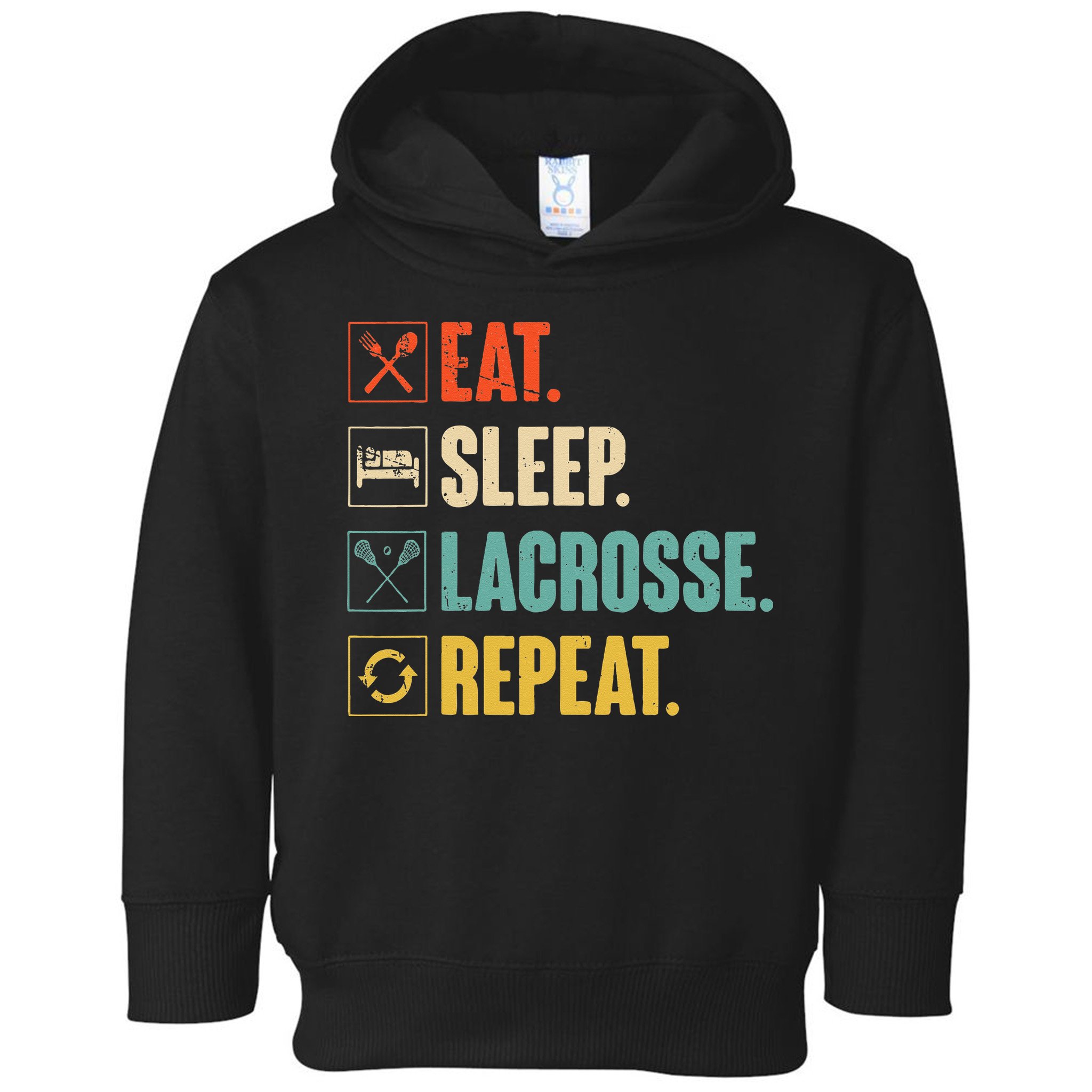 Eat Sleep Lacrosse Repeat Funny Retro Vintage LAX Team Gifts Toddler Hoodie