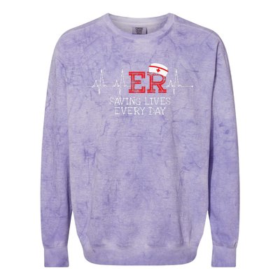 ER Saving Lives Every Day Nursing Nurses Emergency Room Gift Colorblast Crewneck Sweatshirt