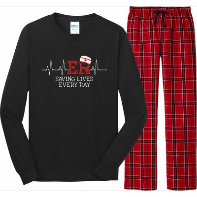 ER Saving Lives Every Day Nursing Nurses Emergency Room Gift Long Sleeve Pajama Set