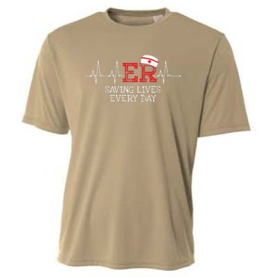 ER Saving Lives Every Day Nursing Nurses Emergency Room Gift Cooling Performance Crew T-Shirt