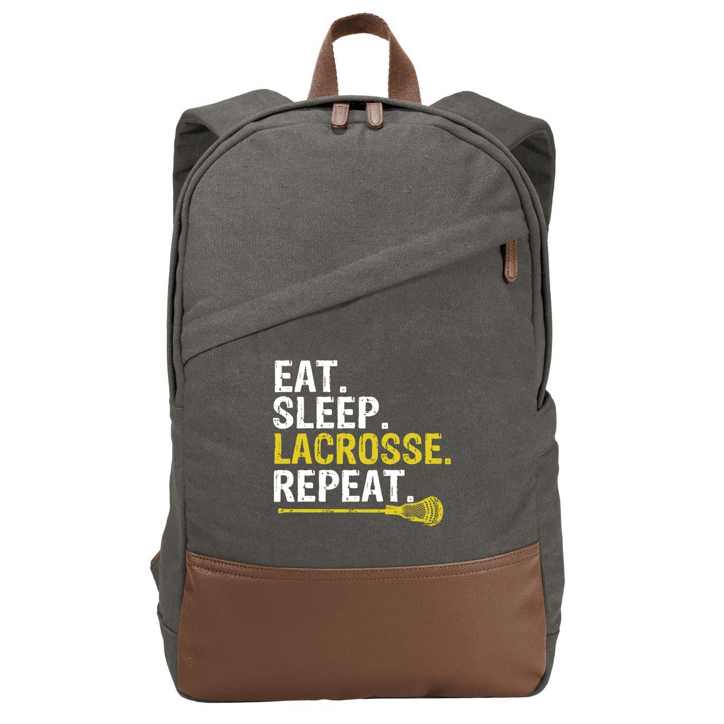 Eat Sleep Lacrosse Repeat Sports Team Game Gift Cotton Canvas Backpack
