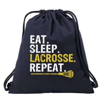Eat Sleep Lacrosse Repeat Sports Team Game Gift Drawstring Bag