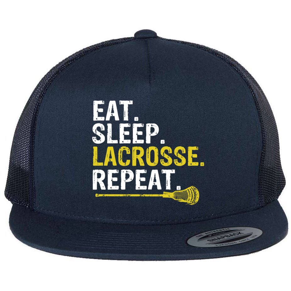 Eat Sleep Lacrosse Repeat Sports Team Game Gift Flat Bill Trucker Hat