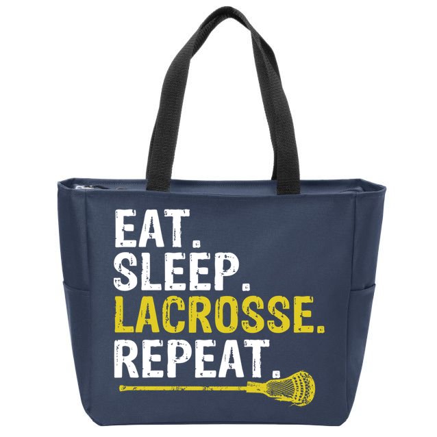 Eat Sleep Lacrosse Repeat Sports Team Game Gift Zip Tote Bag