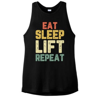 Eat Sleep Lift Repeat Weight Lifter Lifting Gym Gift Vintage Gift Ladies PosiCharge Tri-Blend Wicking Tank