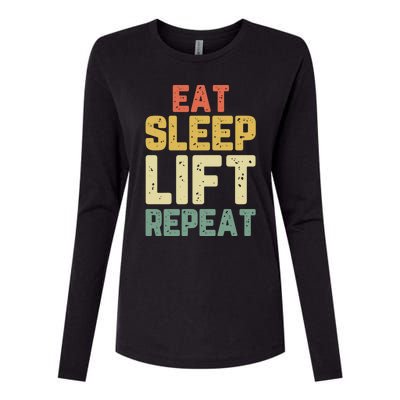 Eat Sleep Lift Repeat Weight Lifter Lifting Gym Gift Vintage Gift Womens Cotton Relaxed Long Sleeve T-Shirt