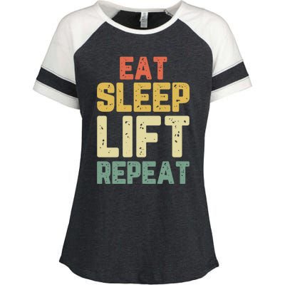 Eat Sleep Lift Repeat Weight Lifter Lifting Gym Gift Vintage Gift Enza Ladies Jersey Colorblock Tee