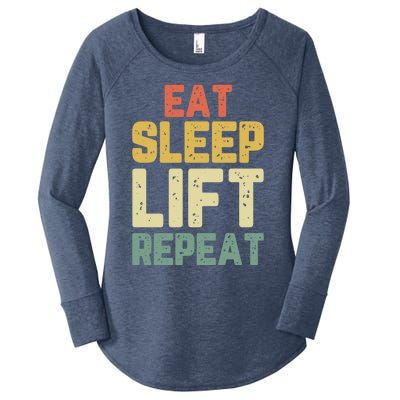 Eat Sleep Lift Repeat Weight Lifter Lifting Gym Gift Vintage Gift Women's Perfect Tri Tunic Long Sleeve Shirt