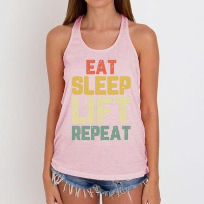 Eat Sleep Lift Repeat Weight Lifter Lifting Gym Gift Vintage Gift Women's Knotted Racerback Tank