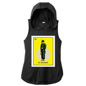 El Soldado Lottery The Soldier Card Mexican Lottery Cinco Ladies PosiCharge Tri-Blend Wicking Draft Hoodie Tank