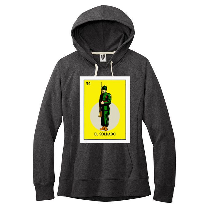 El Soldado Lottery The Soldier Card Mexican Lottery Cinco Women's Fleece Hoodie