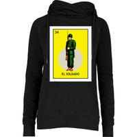 El Soldado Lottery The Soldier Card Mexican Lottery Cinco Womens Funnel Neck Pullover Hood