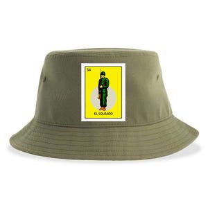 El Soldado Lottery The Soldier Card Mexican Lottery Cinco Sustainable Bucket Hat