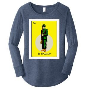 El Soldado Lottery The Soldier Card Mexican Lottery Cinco Women's Perfect Tri Tunic Long Sleeve Shirt