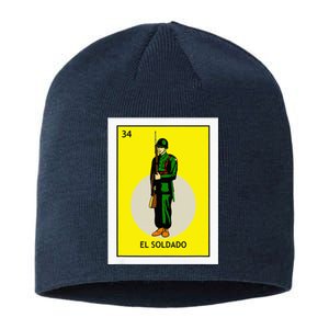 El Soldado Lottery The Soldier Card Mexican Lottery Cinco Sustainable Beanie