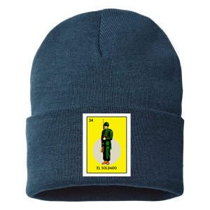 El Soldado Lottery The Soldier Card Mexican Lottery Cinco Sustainable Knit Beanie