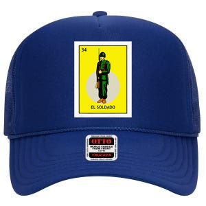 El Soldado Lottery The Soldier Card Mexican Lottery Cinco High Crown Mesh Back Trucker Hat