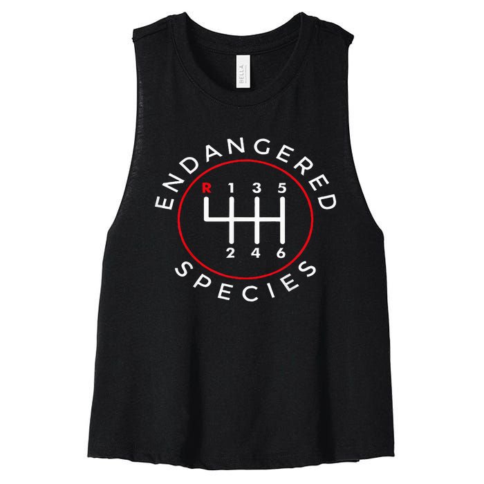 Endangered Species Manual Gearbox Stick Shift 6 Speed Women's Racerback Cropped Tank