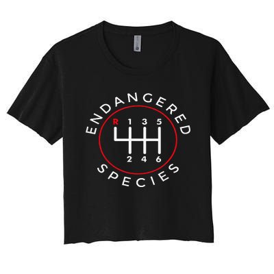 Endangered Species Manual Gearbox Stick Shift 6 Speed Women's Crop Top Tee