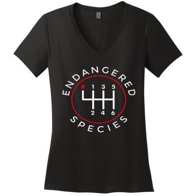 Endangered Species Manual Gearbox Stick Shift 6 Speed Women's V-Neck T-Shirt