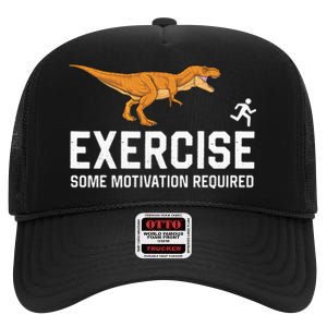 Exercise Some Motivation Required Running Dinosaur T Rex High Crown Mesh Back Trucker Hat