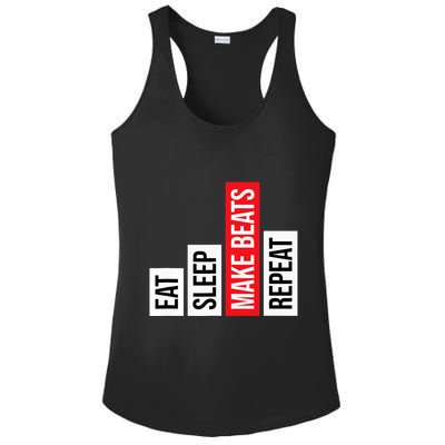 Eat Sleep Make Beats Repeat Music Producer Ladies PosiCharge Competitor Racerback Tank