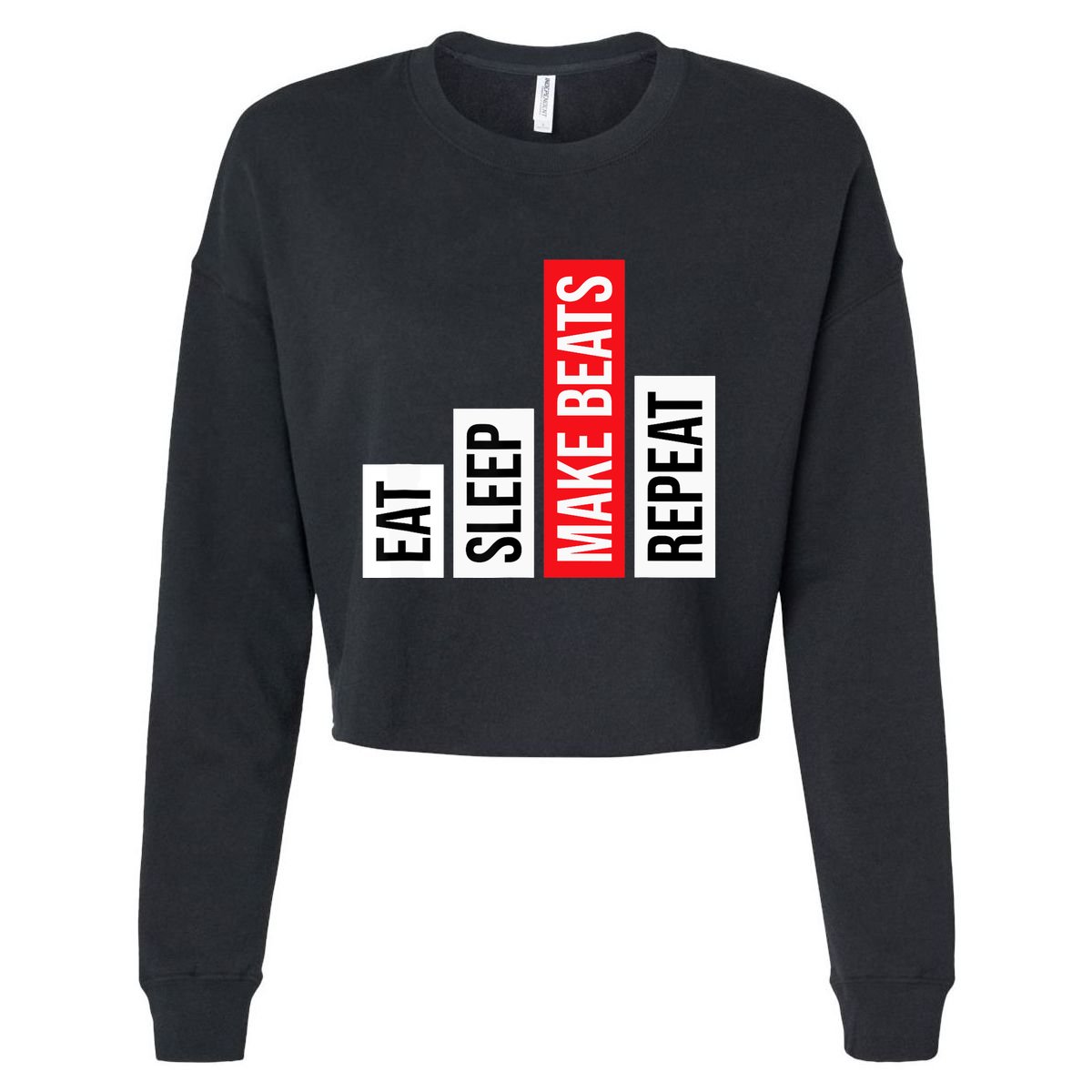 Eat Sleep Make Beats Repeat Music Producer Cropped Pullover Crew