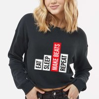 Eat Sleep Make Beats Repeat Music Producer Cropped Pullover Crew