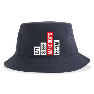 Eat Sleep Make Beats Repeat Music Producer Sustainable Bucket Hat