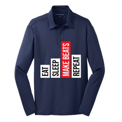 Eat Sleep Make Beats Repeat Music Producer Silk Touch Performance Long Sleeve Polo