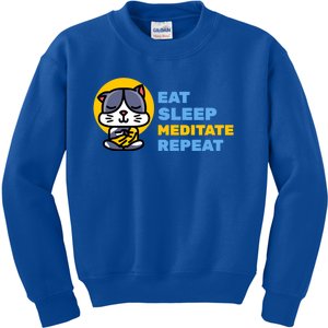 Eat Sleep Meditate Repeat Zen Cat Yoga Gift Kids Sweatshirt