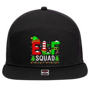 Elf Squad Matching Family Christmas Santa Hat Xmas Lights 7 Panel Mesh Trucker Snapback Hat