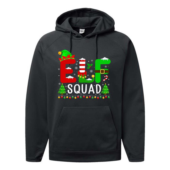 Elf Squad Matching Family Christmas Santa Hat Xmas Lights Performance Fleece Hoodie