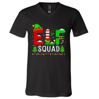 Elf Squad Matching Family Christmas Santa Hat Xmas Lights V-Neck T-Shirt