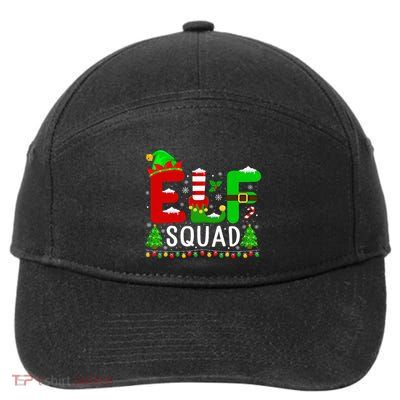 Elf Squad Matching Family Christmas Santa Hat Xmas Lights 7-Panel Snapback Hat