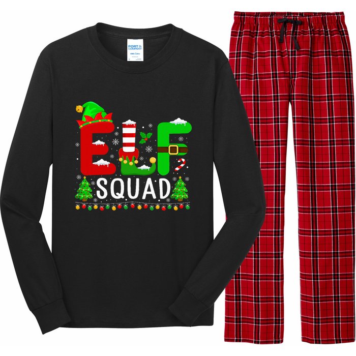 Elf Squad Matching Family Christmas Santa Hat Xmas Lights Long Sleeve Pajama Set