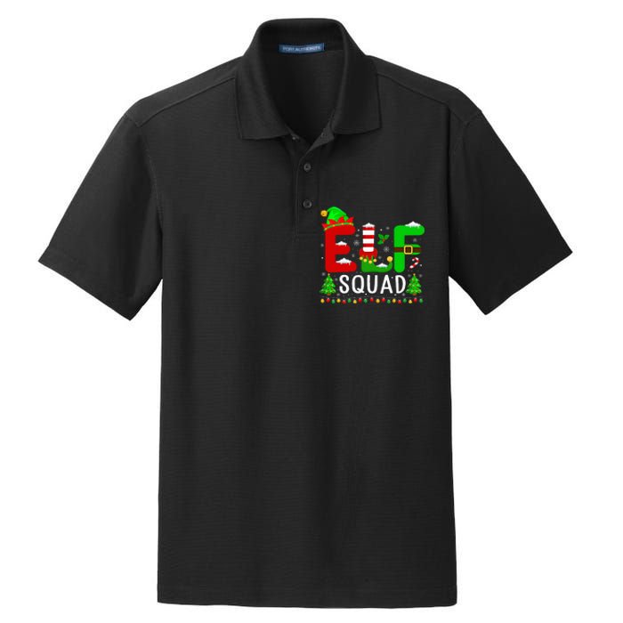 Elf Squad Matching Family Christmas Santa Hat Xmas Lights Dry Zone Grid Polo